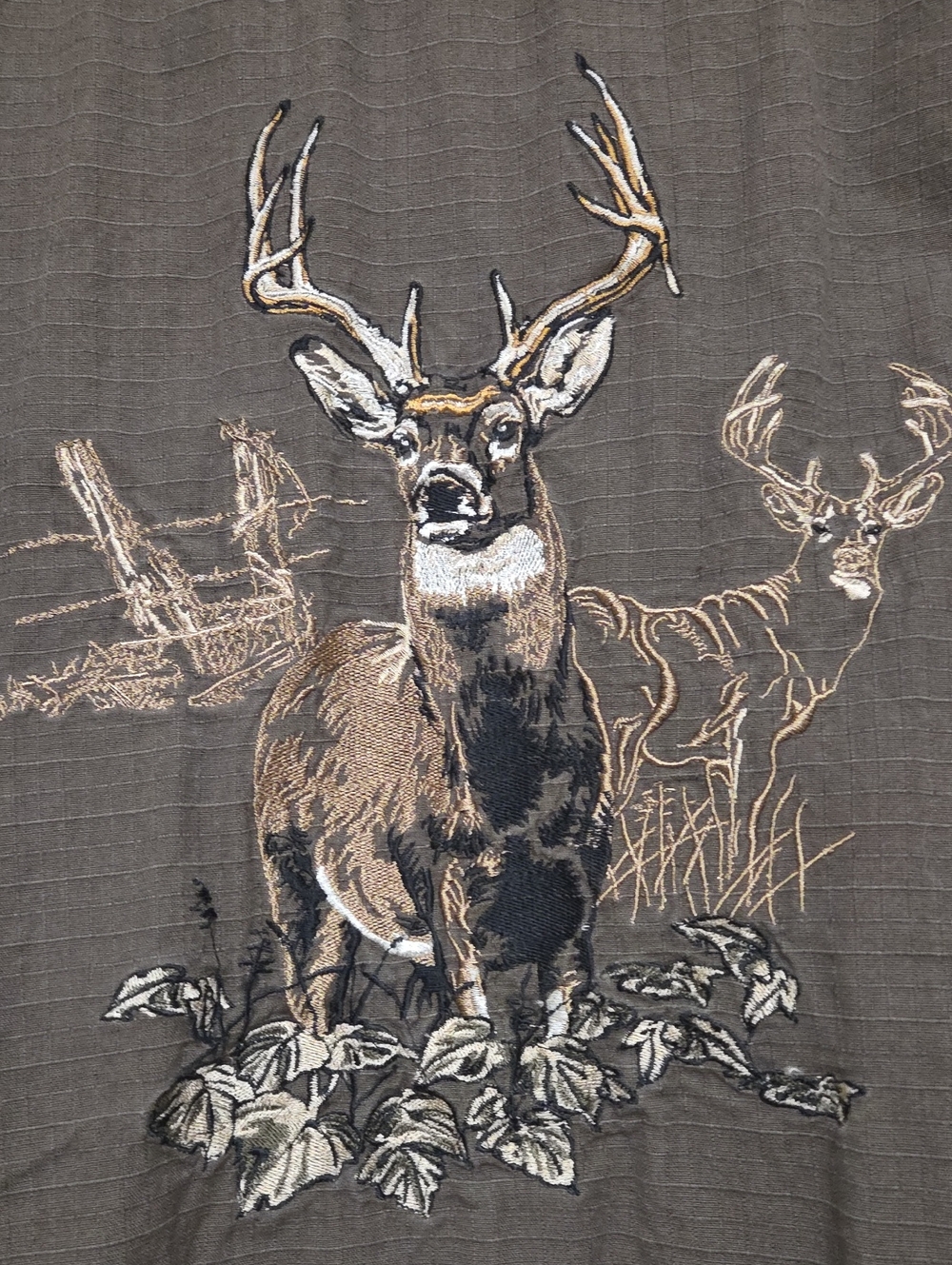 Guide Series Embroidered Deer Panel Shirt  — Brown & Cream Hunting Buck